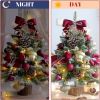 Osunnus Small Christmas Tree with Lights Table Top Mini Christmas Tree Artificial Flocked Xmas Decorations for Living Room Bedroom Office Shop;  18"