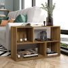 DunaWest Valerie 23 Inch Wooden Bookcase with 4 Compartments and Grains, Honey Brown