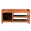 DunaWest Entryway Bench with Wooden Seat and 2 Slatted Shelves, Brown
