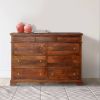 DunaWest Sideboard with 9 Drawers and Wooden Frame, Cherry Brown