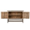 DunaWest Wooden Entryway Cabinet with 2 Doors and Metal Frame, Antique White and Black