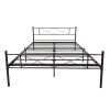 Queen Size Metal Bed Frame Mattress Foundation with Vintage Headboard and Footboard Easy Assembly No Spring Needed,Black