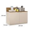 DunaWest 36 Inch Wooden Accent Cabinet with 2 Doors, Brown and Off White