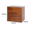 DunaWest 20 Inch Mango Wood Storage Chest, 3 Drawers, Grain Details, Cherry Brown