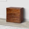 DunaWest 20 Inch Mango Wood Storage Chest, 3 Drawers, Grain Details, Cherry Brown