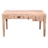 DunaWest 6 Drawer Grained Rustic Mango Wood Home Office Desk with Straight Legs, Weathered Brown