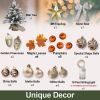 2ft Tabletop Christmas Tree with Light Artificial Small Mini Fall Decoration with Flocked Snow, Thanksgiving Decor & Xmas Ornaments for Table Top for