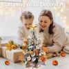 2ft Tabletop Christmas Tree with Light Artificial Small Mini Fall Decoration with Flocked Snow, Thanksgiving Decor & Xmas Ornaments for Table Top for