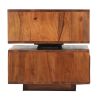 DunaWest 18 Inch Wooden Side Table with Rotatable Cubby and 1 Drawer, Walnut Brown