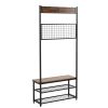 Coat Rack Shoe Bench, Storage Bench, Wood Look Furniture with Metal Frame, 3-in-1 Design