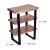 DunaWest 20 Inches Industrial End Side Table with Artisinal Live Edge Wood, Metal Legs, Brown, Black