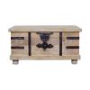 DunaWest Farmhouse Mango Wood Lift Top Storage Coffee Table with Metal Inlays, Brown and Black
