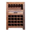 DunaWest 43 Inch Single Drawer 20 Bottle Wine Storage Cabinet with Stemware Hanger, Brown