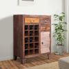 DunaWest 35 Inch 3 Drawer Wooden 15 Bottle Wine Accent Cabinet with 1 Door Storage, Brown