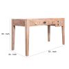 DunaWest 6 Drawer Grained Rustic Mango Wood Home Office Desk with Straight Legs, Weathered Brown
