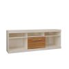 DunaWest 71 Inch TV Media Entertainment Center, 5 Cubbies, 1 Sliding Door, White and Oak