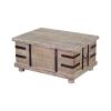 DunaWest Farmhouse Mango Wood Lift Top Storage Coffee Table with Metal Inlays, Brown and Black
