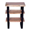 DunaWest 20 Inches Industrial End Side Table with Artisinal Live Edge Wood, Metal Legs, Brown, Black