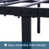 Queen Metal Bed Frame , Modern Headboard and Footboard, Premium Stable Steel Slat Support Mattress Foundation (Elegant Black)