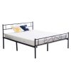 Queen Metal Bed Frame , Modern Headboard and Footboard, Premium Stable Steel Slat Support Mattress Foundation (Elegant Black)