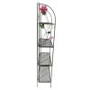 Four Tier Metal Foldable Bakers Rack with Flower Motifs, Black