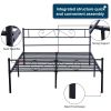 Queen Metal Bed Frame , Modern Headboard and Footboard, Premium Stable Steel Slat Support Mattress Foundation (Elegant Black)