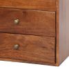 DunaWest 20 Inch Mango Wood Storage Chest, 3 Drawers, Grain Details, Cherry Brown