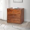 DunaWest 20 Inch Mango Wood Storage Chest, 3 Drawers, Grain Details, Cherry Brown