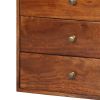 DunaWest 20 Inch Mango Wood Storage Chest, 3 Drawers, Grain Details, Cherry Brown