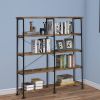 DunaWest 63 Inch Industrial 4 Tier Shelf Bookshelf, Particleboard, Metal Frame, Brown, Black