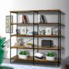 DunaWest 63 Inch Industrial 4 Tier Shelf Bookshelf, Particleboard, Metal Frame, Brown, Black