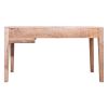 DunaWest 6 Drawer Grained Rustic Mango Wood Home Office Desk with Straight Legs, Weathered Brown