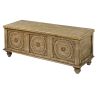 DunaWest Wooden Trunk with Lift Top Storage and Medallion Wood Carving, Distressed Brown