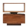 DunaWest 18 Inch Wooden Side Table with Rotatable Cubby and 1 Drawer, Walnut Brown
