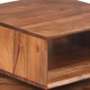 DunaWest 18 Inch Wooden Side Table with Rotatable Cubby and 1 Drawer, Walnut Brown