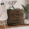 DunaWest Storage Chest with 4 Drawers and Wooden Frame, Gray and Black