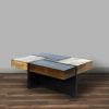 DunaWest Mango Wood Square Coffee Table with Metal Base, Brown and Black