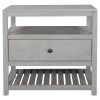 Modern Wooden Nightstand with Drawers Storage for Living Room/Bedroom, Gray