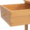 Wood End Table Set Of 2 Farmhouse Bamboo Nightstand With Drawer And X-Side Shelf