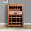 DunaWest 43 Inch Single Drawer 20 Bottle Wine Storage Cabinet with Stemware Hanger, Brown