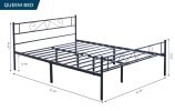 Queen Metal Bed Frame , Modern Headboard and Footboard, Premium Stable Steel Slat Support Mattress Foundation (Elegant Black)