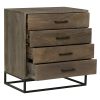 DunaWest Storage Chest with 4 Drawers and Wooden Frame, Gray and Black