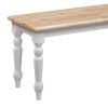 Dunawest Grained Rectangular Wooden Bench with Turned Legs, Natural Brown and White
