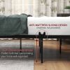 Queen Size Metal Bed Frame Mattress Foundation with Vintage Headboard and Footboard Easy Assembly No Spring Needed,Black