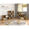 DunaWest Valerie 23 Inch Wooden Bookcase with 4 Compartments and Grains, Honey Brown