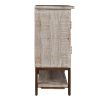 DunaWest Wooden Entryway Cabinet with 2 Doors and Metal Frame, Antique White and Black