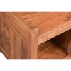 DunaWest Entryway Bench with Wooden Seat and 2 Slatted Shelves, Brown