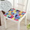 4Pcs Dining Chair Pads With Ties Oil Painting Style Checkered Seat Cushions