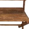 DunaWest 42 Inch Rectangular Mango Wood Home Office Desk, Top Shelf, X Shaped Folding Frame, Brown