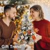 2ft Tabletop Christmas Tree with Light Artificial Small Mini Fall Decoration with Flocked Snow, Thanksgiving Decor & Xmas Ornaments for Table Top for